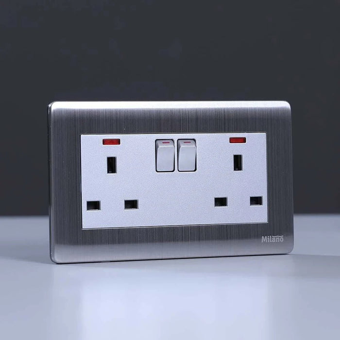 Milano 13A 2 Gang Socket With Neon Sl (B9-C14)