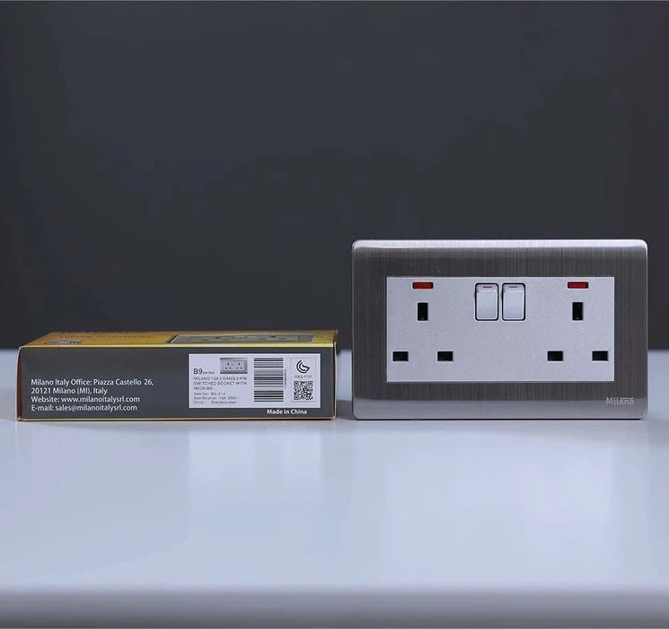 Milano 13A 2 Gang Socket With Neon Sl (B9-C14)