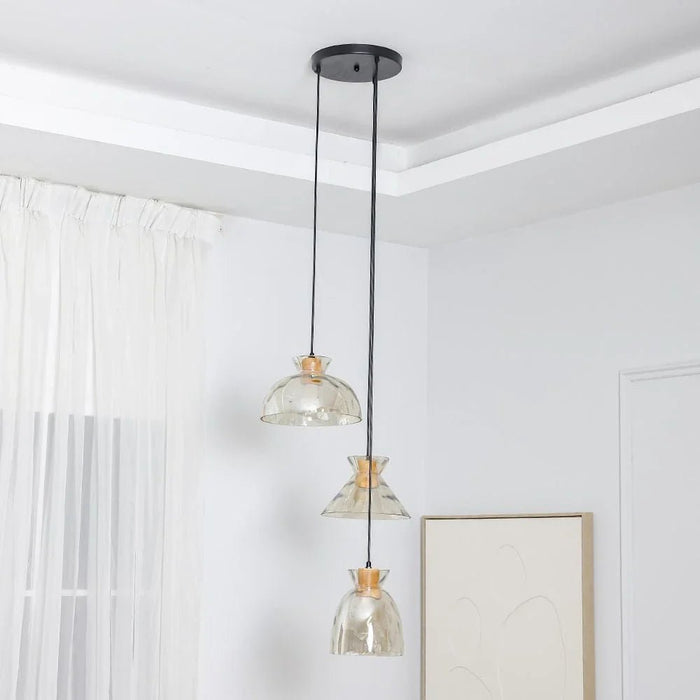 Seon Glass Pendant Chandelier - D250xH1500 mm - Amber - With 2-Year Warranty