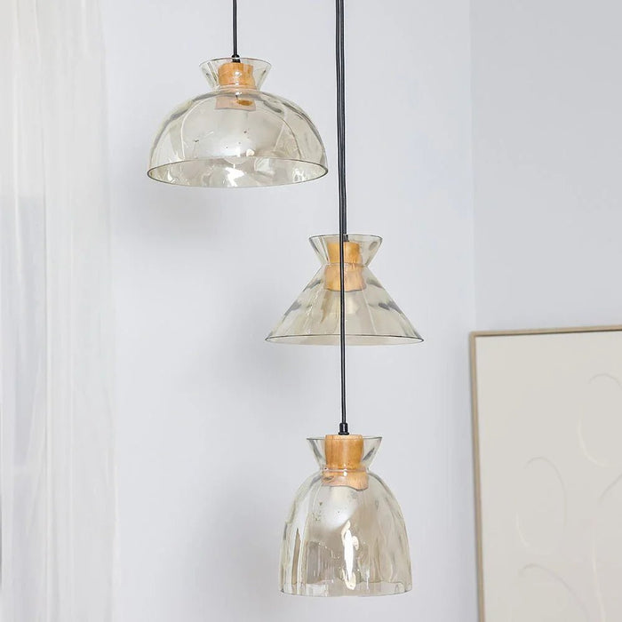 Seon Glass Pendant Chandelier - D250xH1500 mm - Amber - With 2-Year Warranty