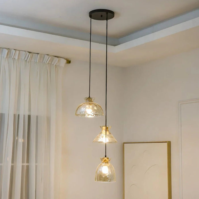 Seon Glass Pendant Chandelier - D250xH1500 mm - Amber - With 2-Year Warranty