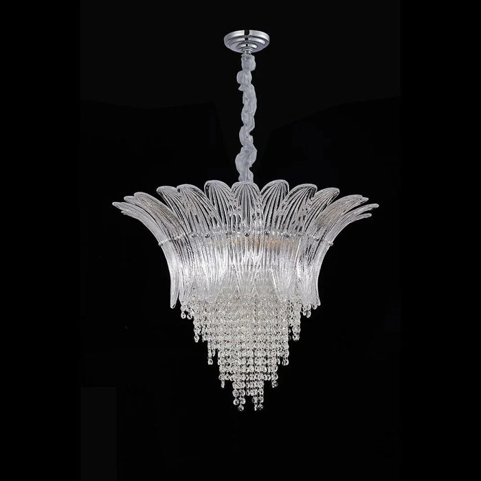 Florio 9-Light Chandelier - Metal, Glass & Crystal - Clear - Silver - E14x11 - W60xH53 cm