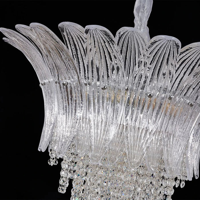 Florio 9-Light Chandelier - Metal, Glass & Crystal - Clear - Silver - E14x11 - W60xH53 cm