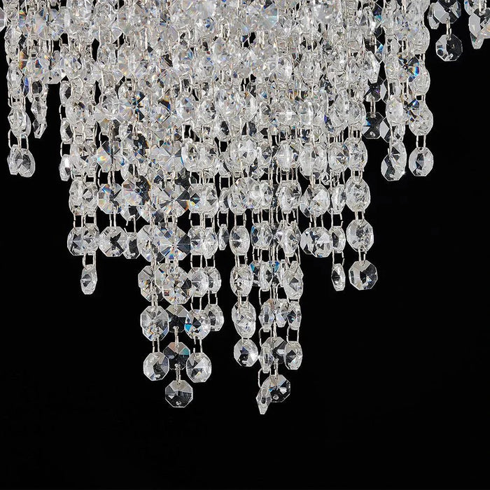 Florio 9-Light Chandelier - Metal, Glass & Crystal - Clear - Silver - E14x11 - W60xH53 cm