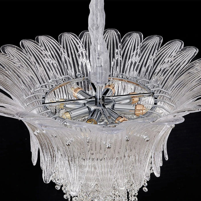 Florio 9-Light Chandelier - Metal, Glass & Crystal - Clear - Silver - E14x11 - W60xH53 cm