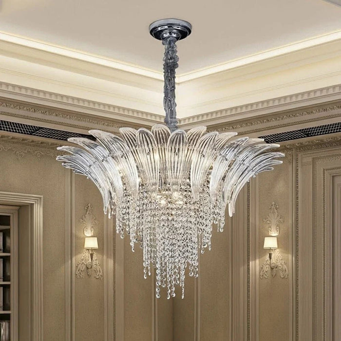 Florio 11-Light Chandelier - Metal, Glass & Crystal - Clear - Silver - E14x16/W80xH50 cm