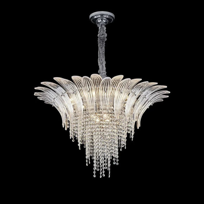Florio 11-Light Chandelier - Metal, Glass & Crystal - Clear - Silver - E14x16/W80xH50 cm
