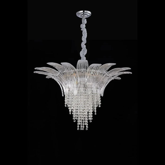 Florio 11-Light Chandelier - Metal, Glass & Crystal - Clear - Silver - E14x16/W80xH50 cm