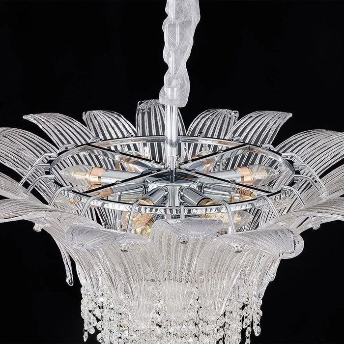Florio 11-Light Chandelier - Metal, Glass & Crystal - Clear - Silver - E14x16/W80xH50 cm