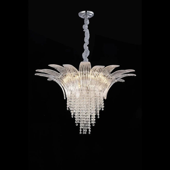Florio 11-Light Chandelier - Metal, Glass & Crystal - Clear - Silver - E14x16/W80xH50 cm