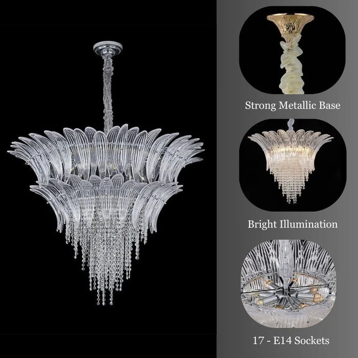 Florio Jumbo Chandelier Ð Metal, Glass & Crystal Ð Clear/Silver Ð W100xH75 cm
