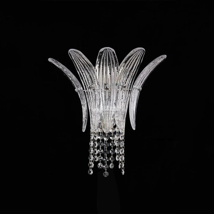 Florio Wall Sconce Ð Metal, Glass & Crystal Ð Clear - Silver Ð W27xH28 cm
