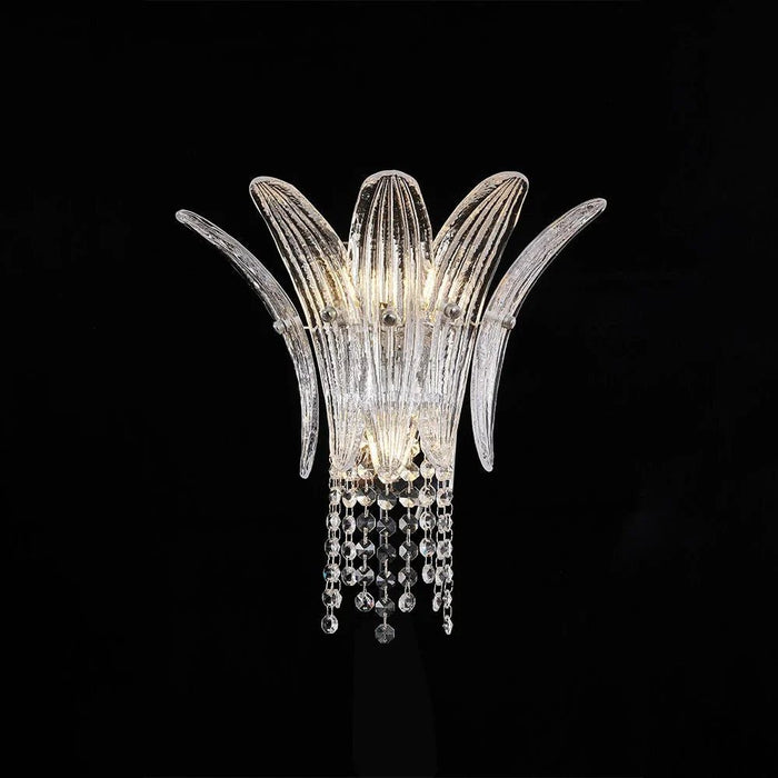Florio Wall Sconce Ð Metal, Glass & Crystal Ð Clear - Silver Ð W27xH28 cm