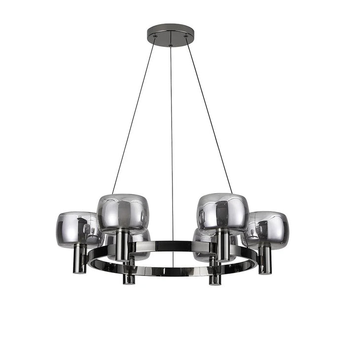 Modena Chandelier - Glass - Clear - Black - E14x6/D60xH120 cm