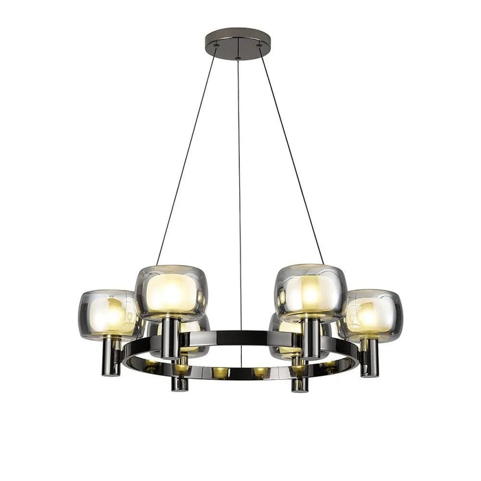 Modena Chandelier - Glass - Clear - Black - E14x6/D60xH120 cm