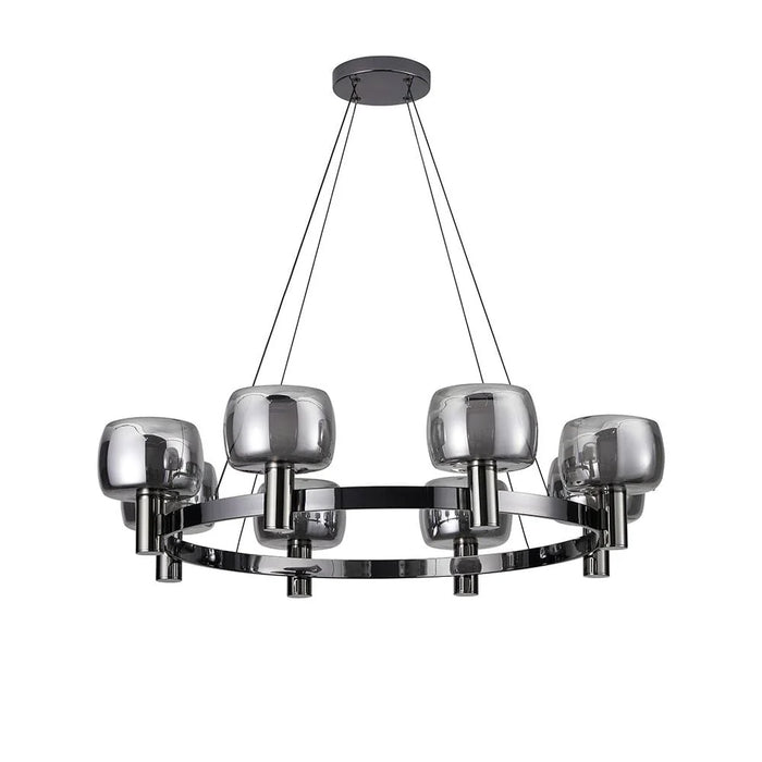 Modena 8-Light Chandelier - Glass - Clear - Black -  E14x8/D80xH120 cm