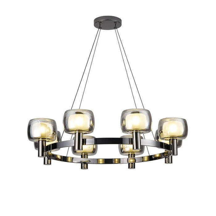 Modena 8-Light Chandelier - Glass - Clear - Black -  E14x8/D80xH120 cm