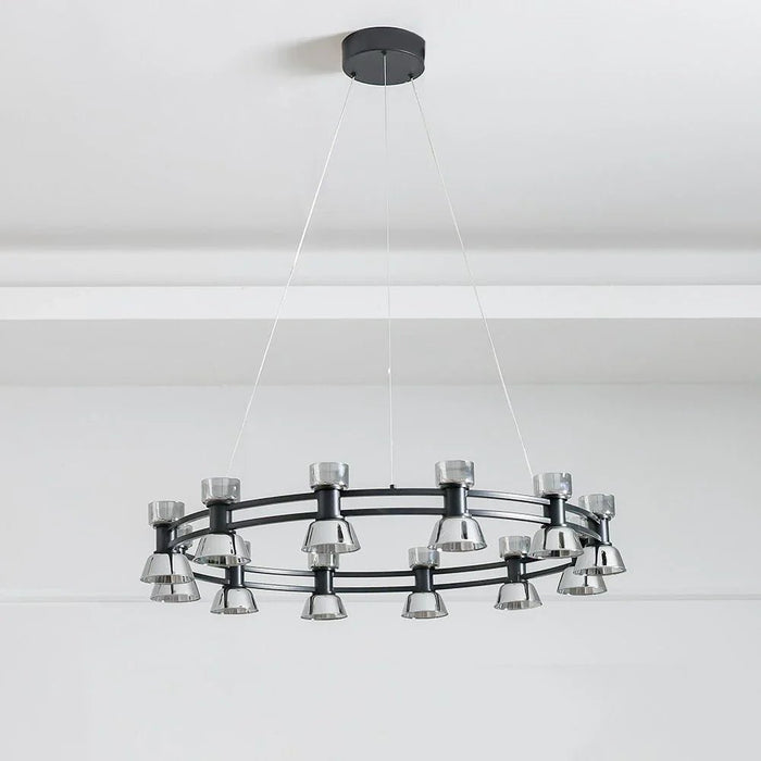 Porto LED Chandelier - Glass - Black -D83xH23 cm