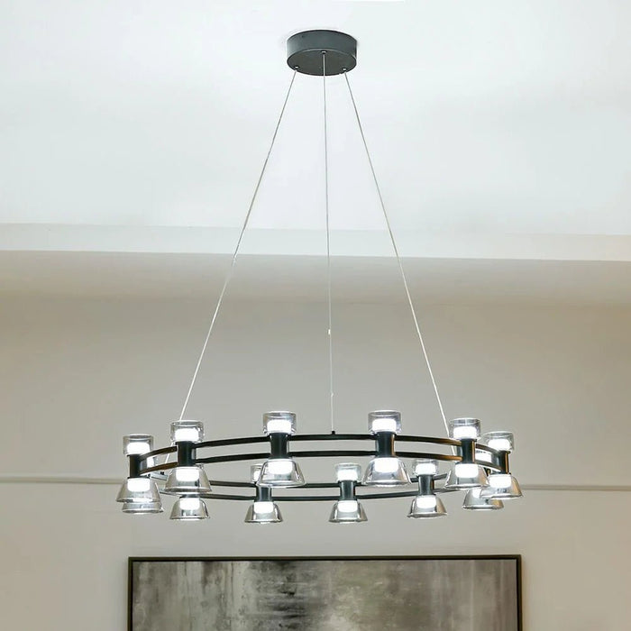 Porto LED Chandelier - Glass - Black -D83xH23 cm