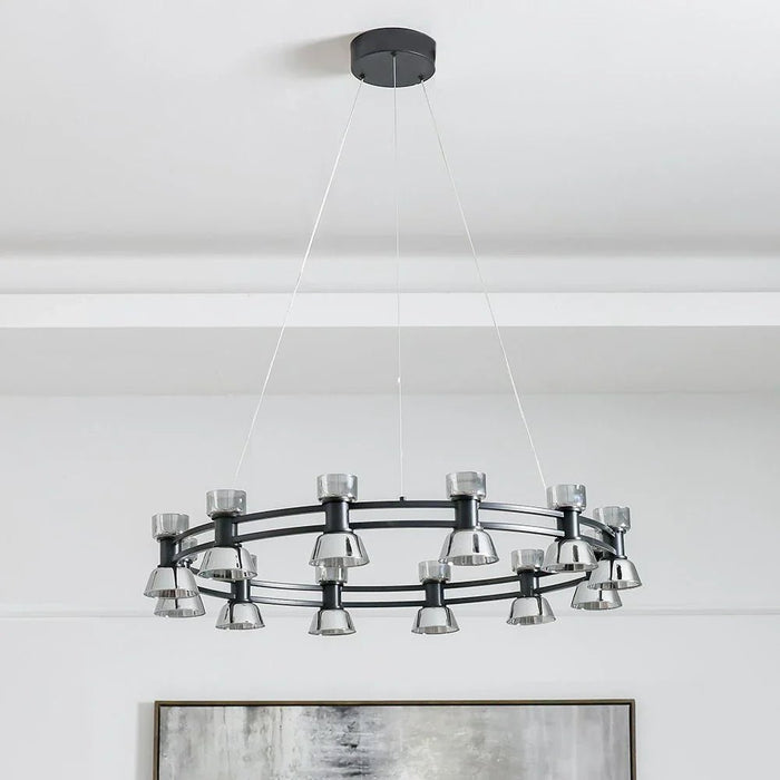 Porto LED Chandelier - Glass - Black -D83xH23 cm