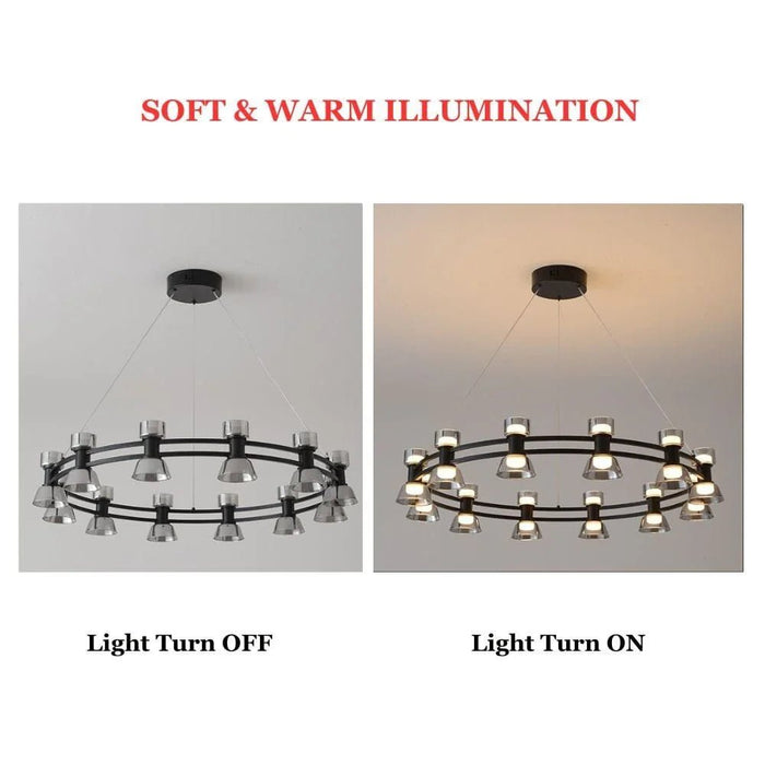 Porto LED Chandelier - Glass - Black -D83xH23 cm