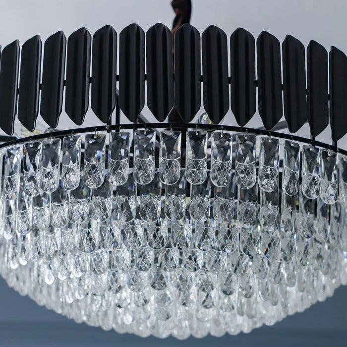 Lille Chandelier - Crystal + Metal - Clear/Black - E 14X15 / D 75X W 75 Cm - With 2-Year Warranty