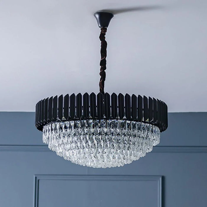 Lille Chandelier - Crystal + Metal - Clear/Black - E 14X15 / D 75X W 75 Cm - With 2-Year Warranty