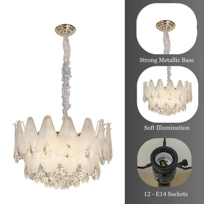 Babylonia 12-Light Chandelier - Crystal - Clear - Silver - D60x60 cm