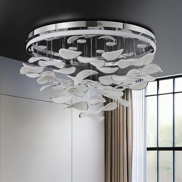 Seychelles LED Chandelier - Stainless Steel, Silicon & Glass - White - Silver - D80xW80xH45 cm