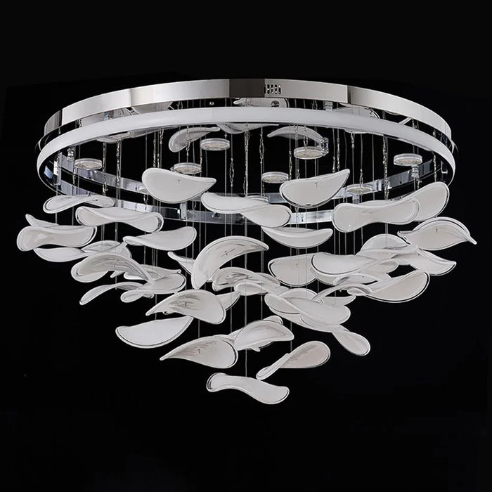 Seychelles LED Chandelier - Stainless Steel, Silicon & Glass - White - Silver - D80xW80xH45 cm