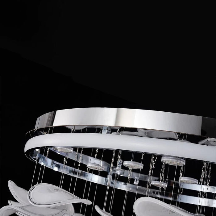 Seychelles LED Chandelier - Stainless Steel, Silicon & Glass - White - Silver - D80xW80xH45 cm