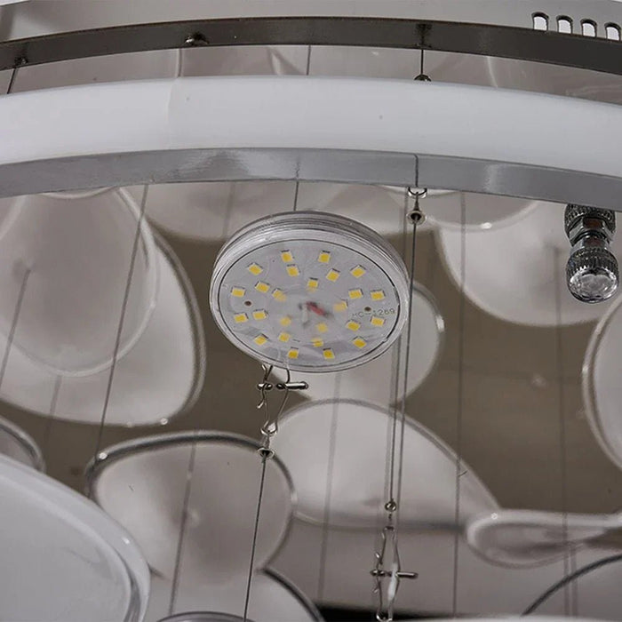 Seychelles LED Chandelier - Stainless Steel, Silicon & Glass - White - Silver - D80xW80xH45 cm