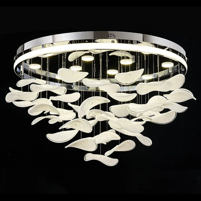 Seychelles LED Chandelier - Stainless Steel, Silicon & Glass - White - Silver - D80xW80xH45 cm