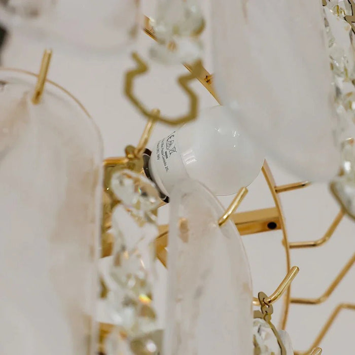 Madrid 12-Light Chandelier Ð Crystal & Glass Ð White - Gold Ð D60xW60xH42 cm