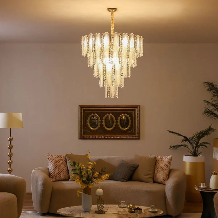 Madrid 26-Light Crystal Chandelier Ð Crystal & Glass Ð White/Gold Ð D100xW100 cm