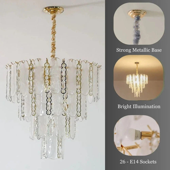 Madrid 26-Light Crystal Chandelier Ð Crystal & Glass Ð White/Gold Ð D100xW100 cm