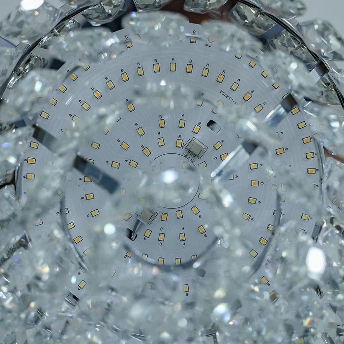 Casablanca 2-Tier 12-LED Modern Crystal Chandelier with Remote - 3 Color Dimmable Light - Chrome - 80 cm