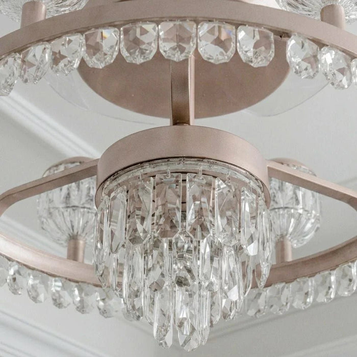 Casa Roma LED Ceiling Fan Chandelier with Remote Control - 3 Color Dimmable Light - Champagne Gold
