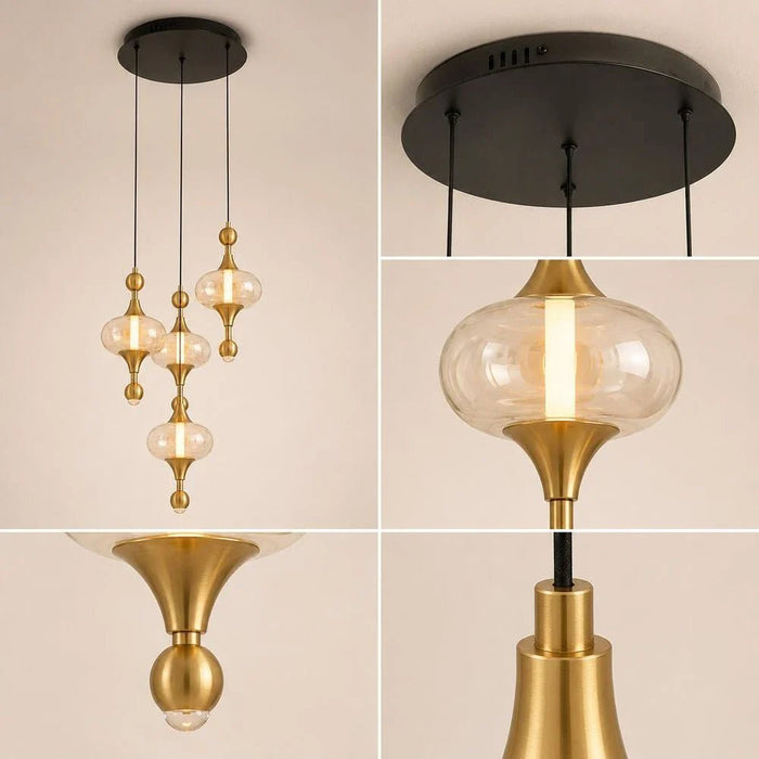 Gloss 5-Pc Pendant Lamp Set  _ Metal _ Brass Gold