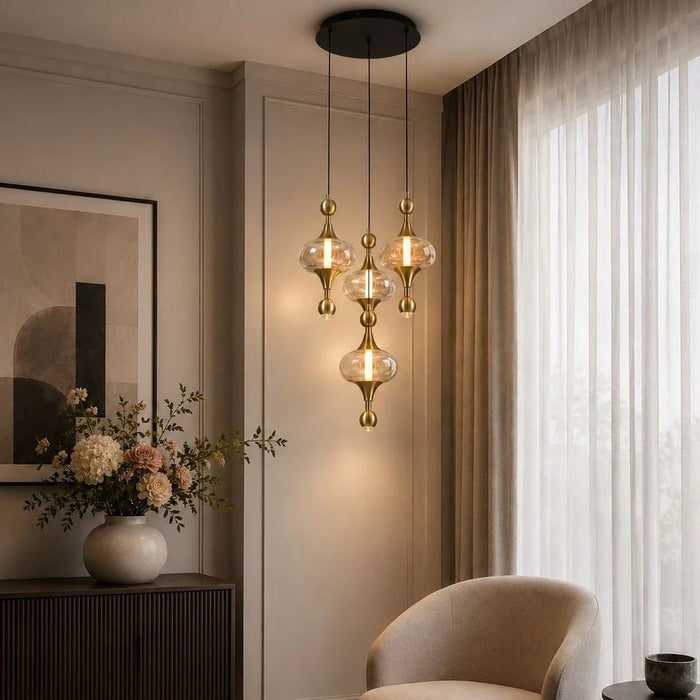 Gloss 5-Pc Pendant Lamp Set  _ Metal _ Brass Gold