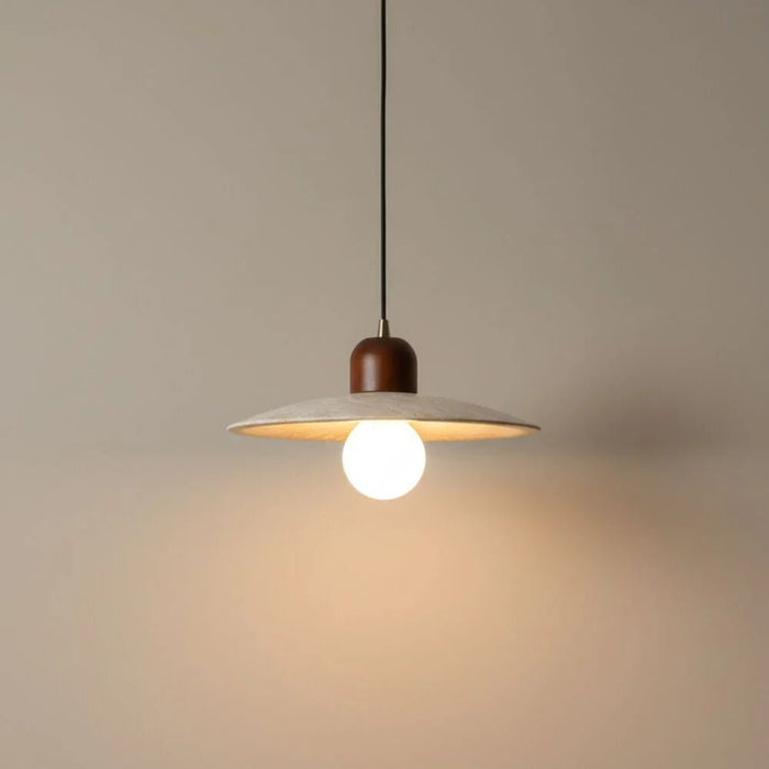 Elara Pendant Lamp Ð Travertine & Metal Ð White - Brown Ð Adjustable Length up to 2 m