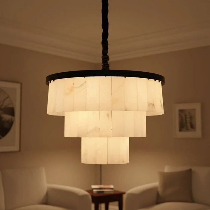 Romania 9-Light Chandelier Ð Marble & Metal Ð Black Ð 60 cm