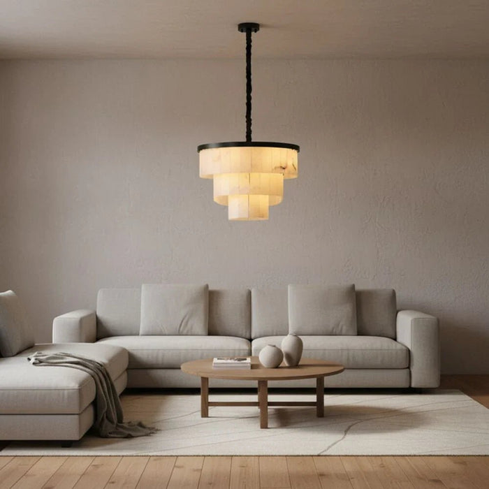 Romania 9-Light Chandelier Ð Marble & Metal Ð Black Ð 60 cm