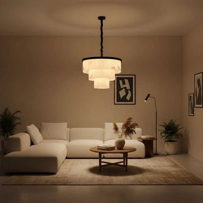 Romania 9-Light Chandelier Ð Marble & Metal Ð Black Ð 60 cm