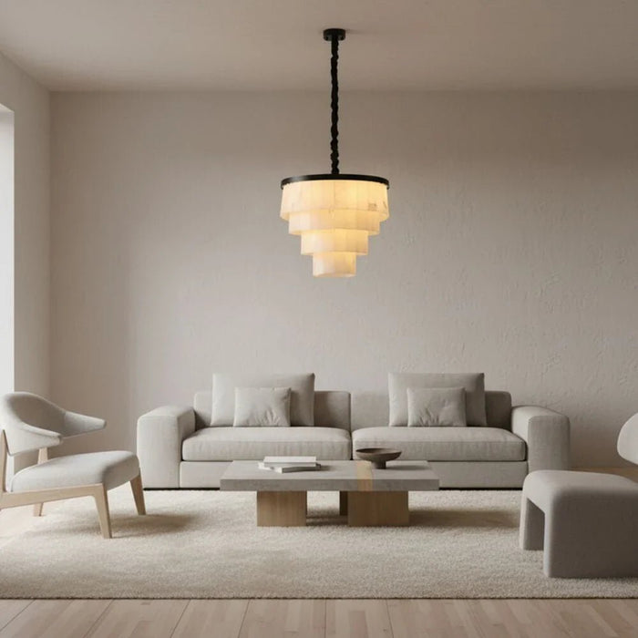Romania 9-Light Chandelier Ð Marble & Metal Ð Black Ð 60 cm