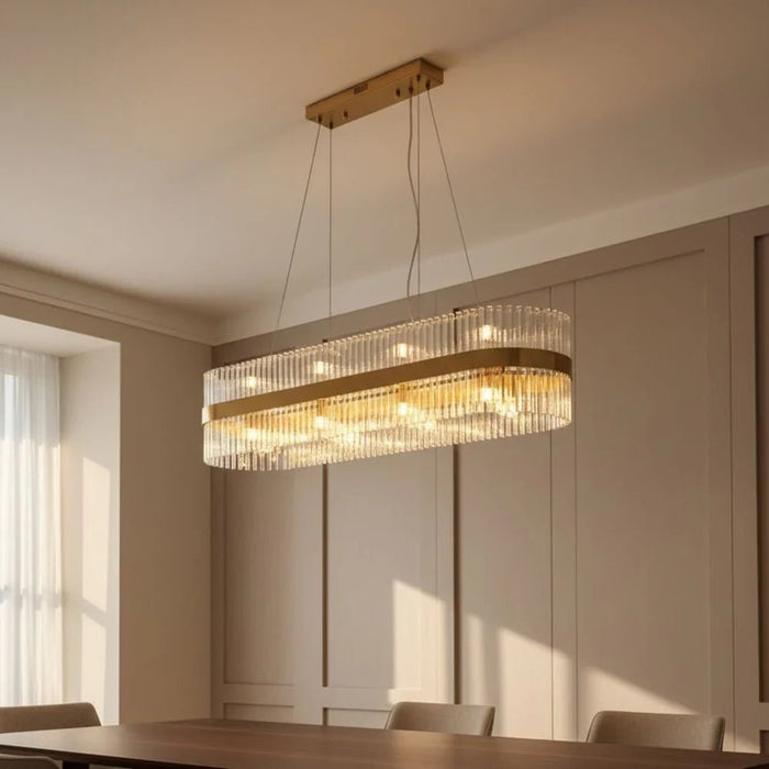 Nairobi 20-Light Glass Chandelier Ð Glass & Metal Ð Gold Ð 100 cm
