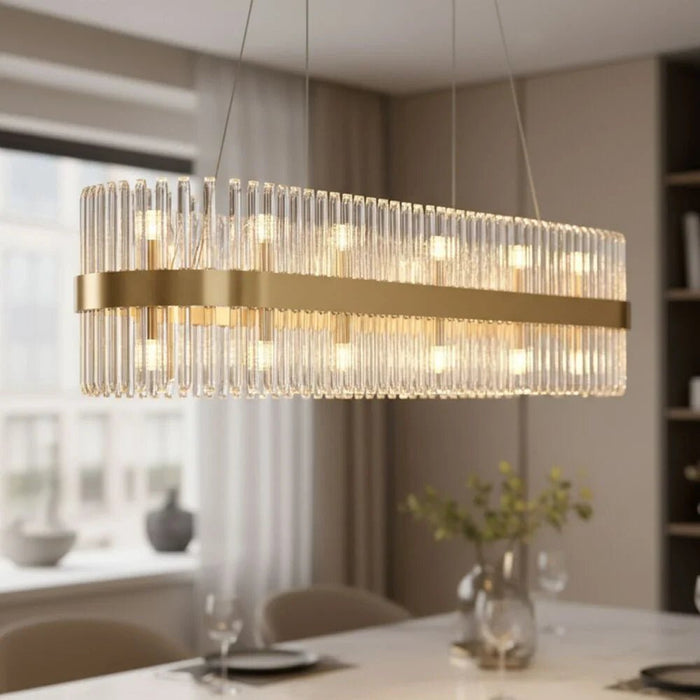 Nairobi 20-Light Glass Chandelier Ð Glass & Metal Ð Gold Ð 100 cm