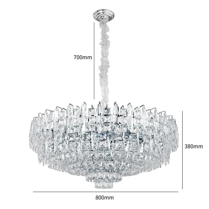 Amira 22 Lights Crystal Chandelier 80cm-Chrome