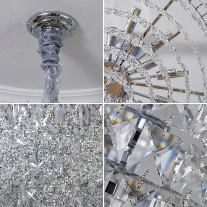Amira 22 Lights Crystal Chandelier 80cm-Chrome