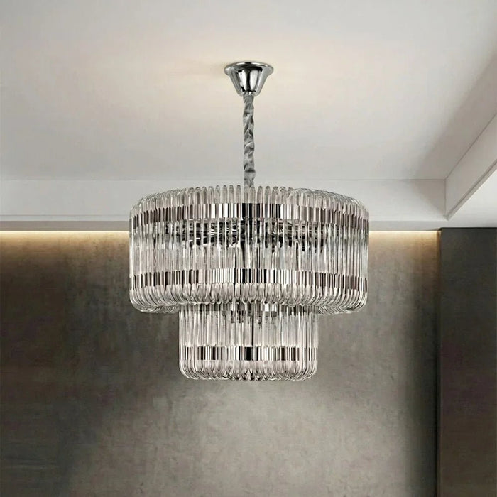 Damas 11-Light Glass Chandelier Ð Glass & Metal Ð Chrome Ð 60 cm